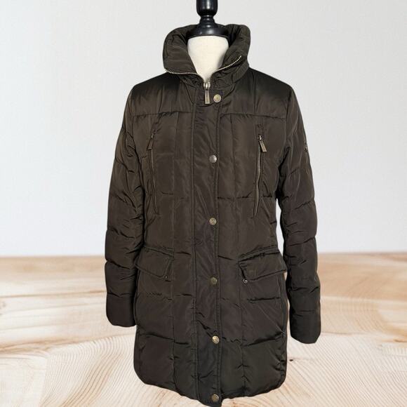 Michael Kors Down Puffer JACKET Parka Coat Women's Sz M Longer Length 4 Pockets - Picture 1 of 11